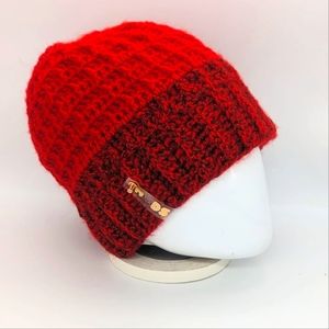 NODS "Glitter Carmine -Red" Handmade Crochet Mohair Beanie (D-003)